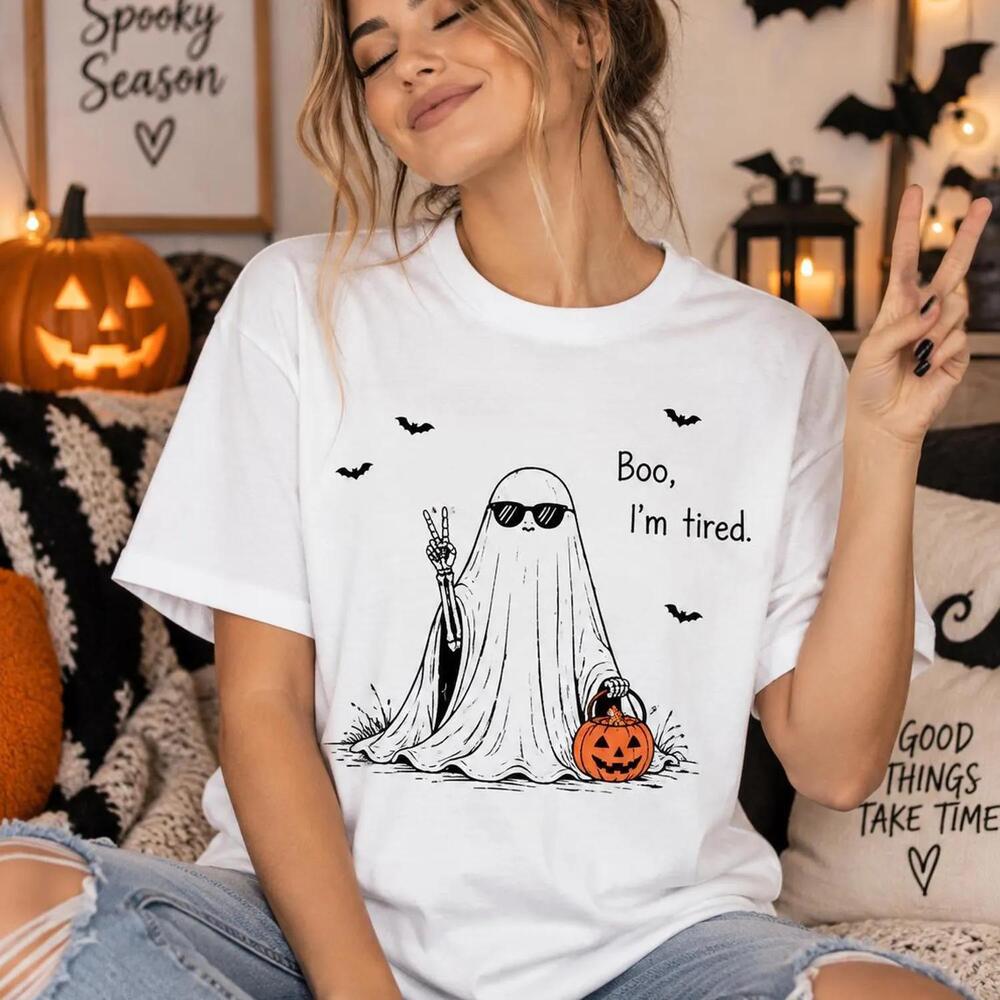 Funny Ghost Halloween T-Shirt, Sunglasses, Pumpkin Bucket, Bats